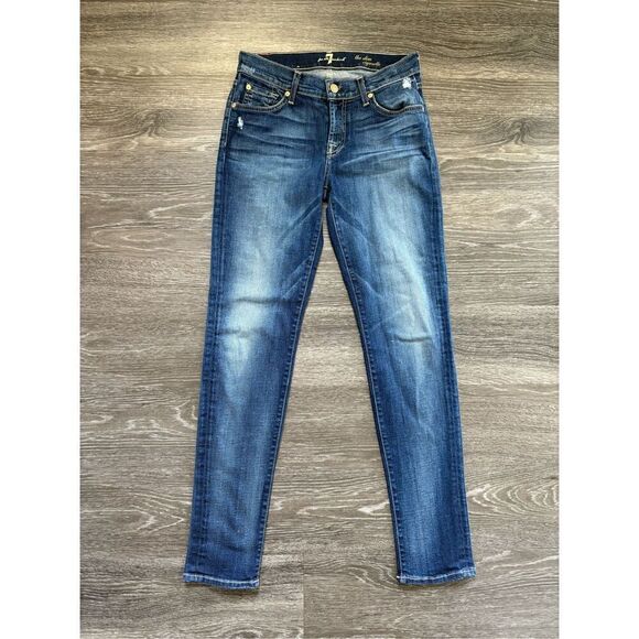 7 For All Mankind The Slim Cigarette Skinny Blue Jeans Size 27 - Picture 1 of 4